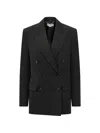 Stella Mccartney Black Solid Peaked Lapel Blazer In Black