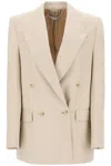 Stella Mccartney Double Breasted Satin Blazer In Beige