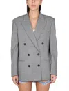 Stella Mccartney Oversize Double Breasted Stretch Wool Jacket In Black