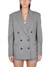 Stella Mccartney Oversize Double Breasted Stretch Wool Jacket In Black
