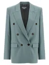 Stella Mccartney Tailored Double-breasted Wool Blazer With Peak Lapels In Blue