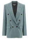 Stella Mccartney Tailored Double-breasted Wool Blazer With Peak Lapels In Blue