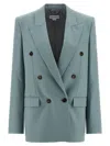Stella Mccartney Tailored Double-breasted Wool Blazer With Peak Lapels In Blue