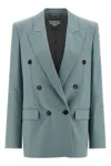 Stella Mccartney Tailored Double-breasted Wool Blazer With Peak Lapels In Blue