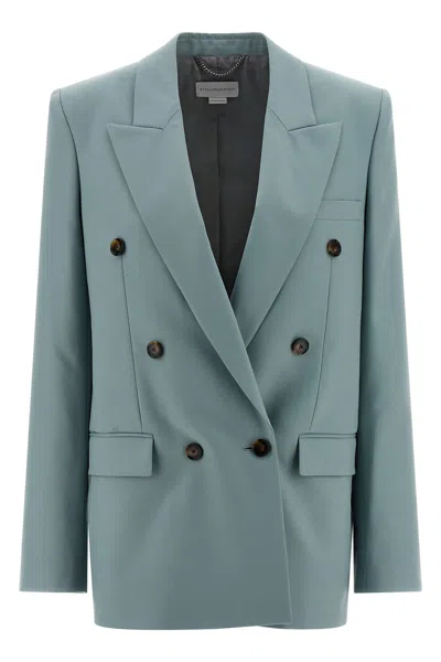 Stella Mccartney Tailored Double-breasted Wool Blazer With Peak Lapels In Green