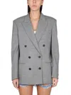 Stella Mccartney Oversize Double Breasted Stretch Wool Jacket In Grey