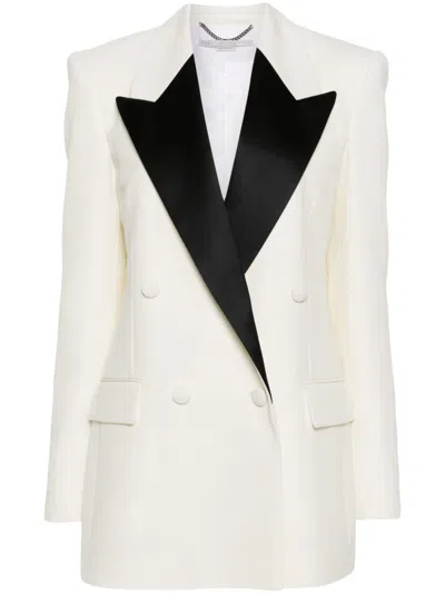 Stella Mccartney Contrasting-panel Double-breasted Blazer In Neutrals