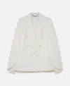 Stella Mccartney Double Breasted Cape-sleeve Wool Blazer In Cream White