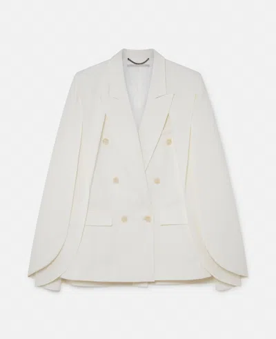 Stella Mccartney Double Breasted Cape-sleeve Wool Blazer In Cream White