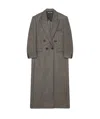 Stella Mccartney Double Breasted Tweed Long Coat In Black