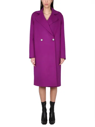 Stella Mccartney 大廓形双排扣羊毛大衣 In Bright Purple