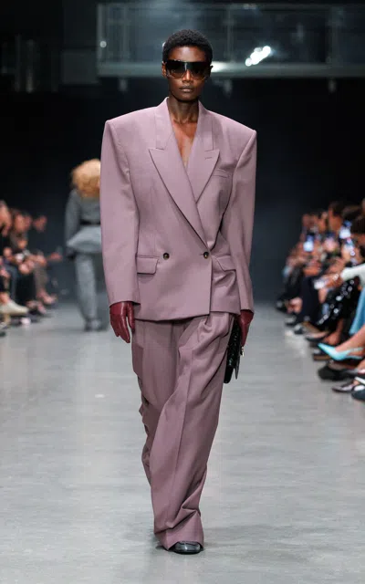 Stella Mccartney Double-breasted Cotton-canvas Jacket In Purple