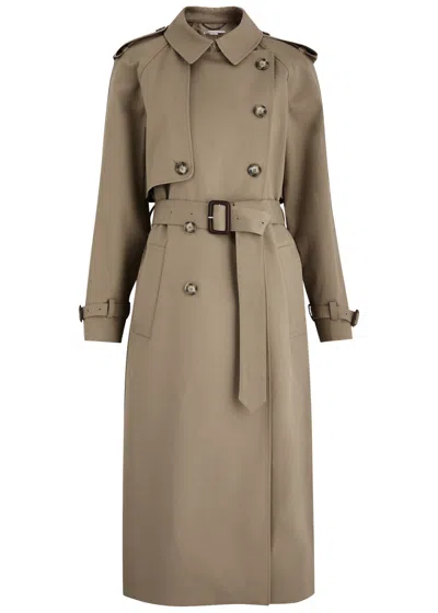 Stella Mccartney Double-breasted Cotton Trench Coat In Olive