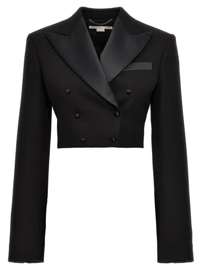 Stella Mccartney 双排扣短款西装夹克 In Black