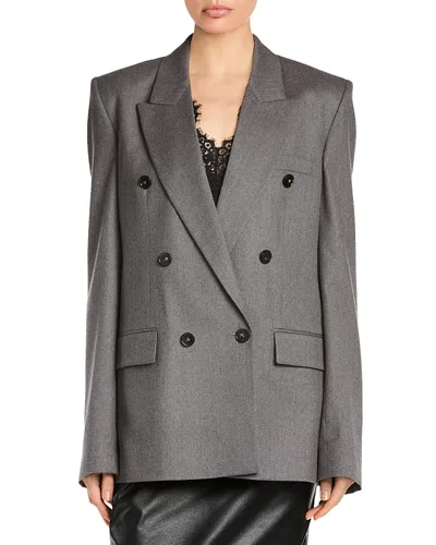 Stella Mccartney Double Breasted Flannel Boyfriend Blazer In Gray