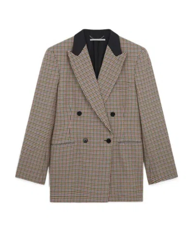Stella Mccartney Double-breasted Houndstooth Blazer In Multicolor