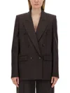 Stella Mccartney Stella Mc Cartney Chocolate Coloured Wool Double Breasted Jacket In Brown