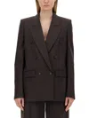 Stella Mccartney Stella Mc Cartney Chocolate Coloured Wool Double Breasted Jacket