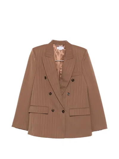 Stella Mccartney Wool Double-breasted Jacket In Brown