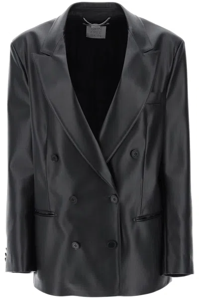 Stella Mccartney Double-breasted Jacket In Vegan Leather In Black (black)