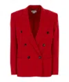 Stella Mccartney Tailored Wool Blazer Featuring Structured Shoulders In Red