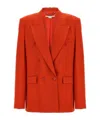 Stella Mccartney Double-breasted Wool Flannel Blazer With Peak Lapels In Red