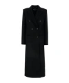 Stella Mccartney Long Double Breasted Wool Overcoat In Black