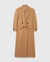 Stella Mccartney Double Breasted Longline Coat In Camel