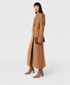 Stella Mccartney Double Breasted Longline Coat In Camel Beige