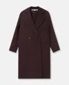 Stella Mccartney Double Breasted Longline Coat In Chocolate Brown