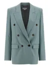 Stella Mccartney Tailored Double-breasted Wool Blazer With Peak Lapels In Green