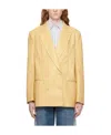 Stella Mccartney Yellow Oversized Faux-leather Blazer In Nude
