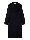 Stella Mccartney Double-breasted Wool Trench Coat In Blue