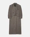 Stella Mccartney Double Breasted Tweed Long Coat In Beige Tweed