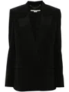 Stella Mccartney Oversized Double-breasted Moire-trimmed Wool-blend Blazer In 黑色