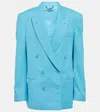 Stella Mccartney Double-breasted Twill Blazer In Aqua Blue
