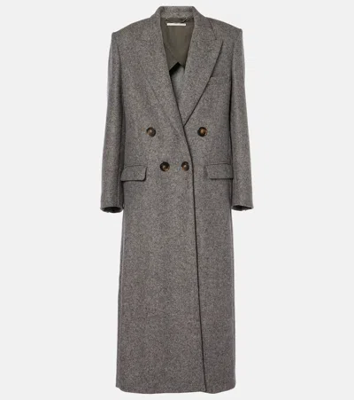 STELLA MCCARTNEY DOUBLE-BREASTED WOOL AND SILK-BLEND COAT