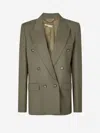 Stella Mccartney Double Breasted Wool Blazer In Green