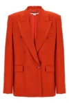 Stella Mccartney Double-breasted Wool Flannel Blazer With Peak Lapels In Red