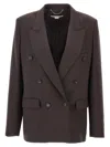Stella Mccartney Double-breasted Wool Blazer In Brown