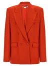 Stella Mccartney Double-breasted Wool Flannel Blazer With Peak Lapels In Red