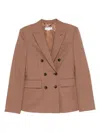 Stella Mccartney Double-breasted Wool Blazer In Brown