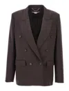 Stella Mccartney Double-breasted Wool Blazer In Brown