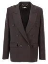 Stella Mccartney Double-breasted Wool Blazer In Dark Chocolate