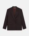 Stella Mccartney Double Breasted Wool Blazer In Dark Chocolate Brown