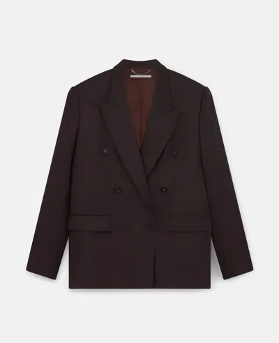 Stella Mccartney Double Breasted Wool Blazer In Dark Chocolate Brown