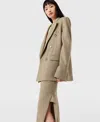 Stella Mccartney Double Breasted Wool Blazer In Light Moss Beige