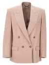 Stella Mccartney Double-breasted Wool Blazer With Peak Lapels In Pink