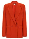 Stella Mccartney Double-breasted Wool Flannel Blazer With Peak Lapels In Red