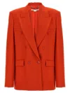 Stella Mccartney Double-breasted Wool Flannel Blazer With Peak Lapels In Red